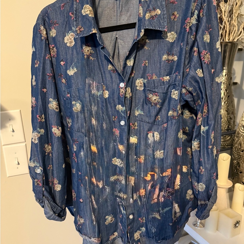 Cato Floral Denim Button-Up Shirt